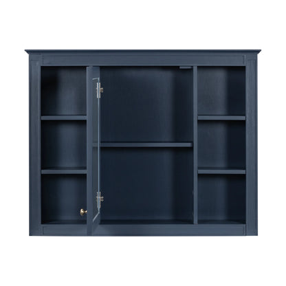 Furvclv Bathroom Wall Mirror Cabinet Modern Wall Mounted Cabinet Storage Organizer With Single Mirror Door 6 Open Shelves
