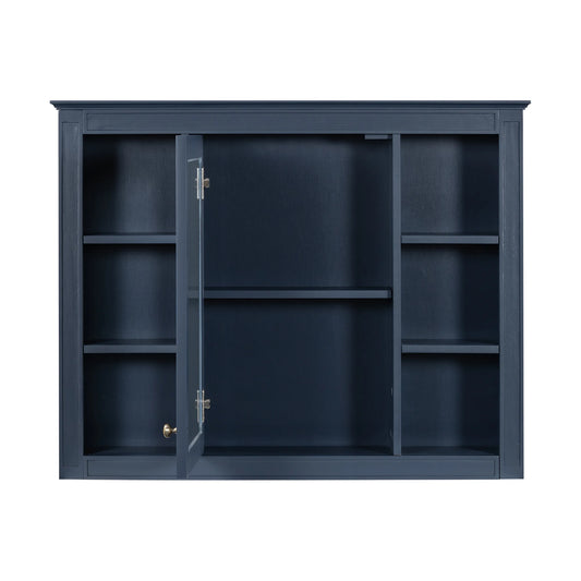 Furvclv Bathroom Wall Mirror Cabinet Modern Wall Mounted Cabinet Storage Organizer With Single Mirror Door 6 Open Shelves