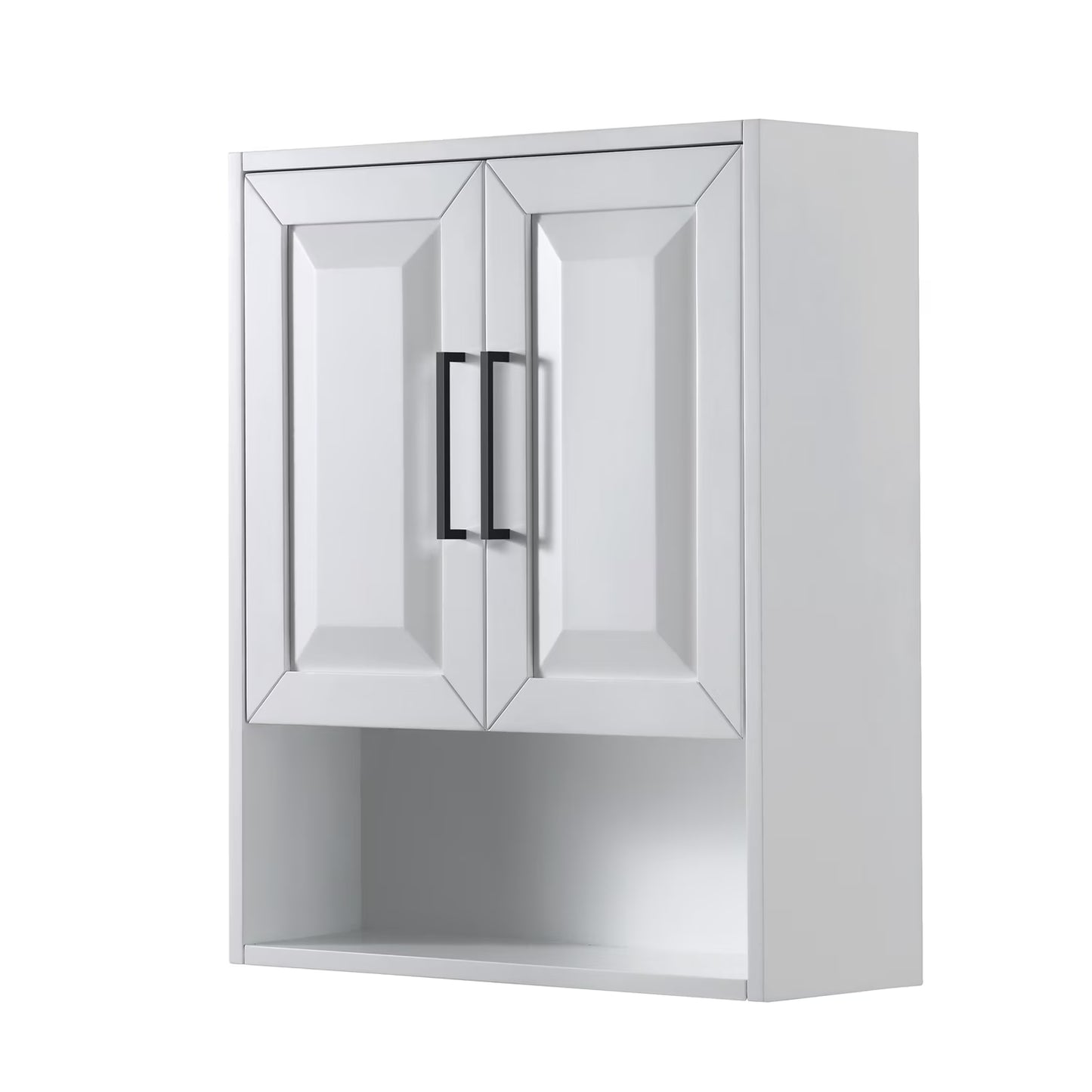 Wyndham Collection Daria Over-the-Toilet Bathroom Wall-Mounted Storage Cabinet in Dark Espresso with Matte Black Trim