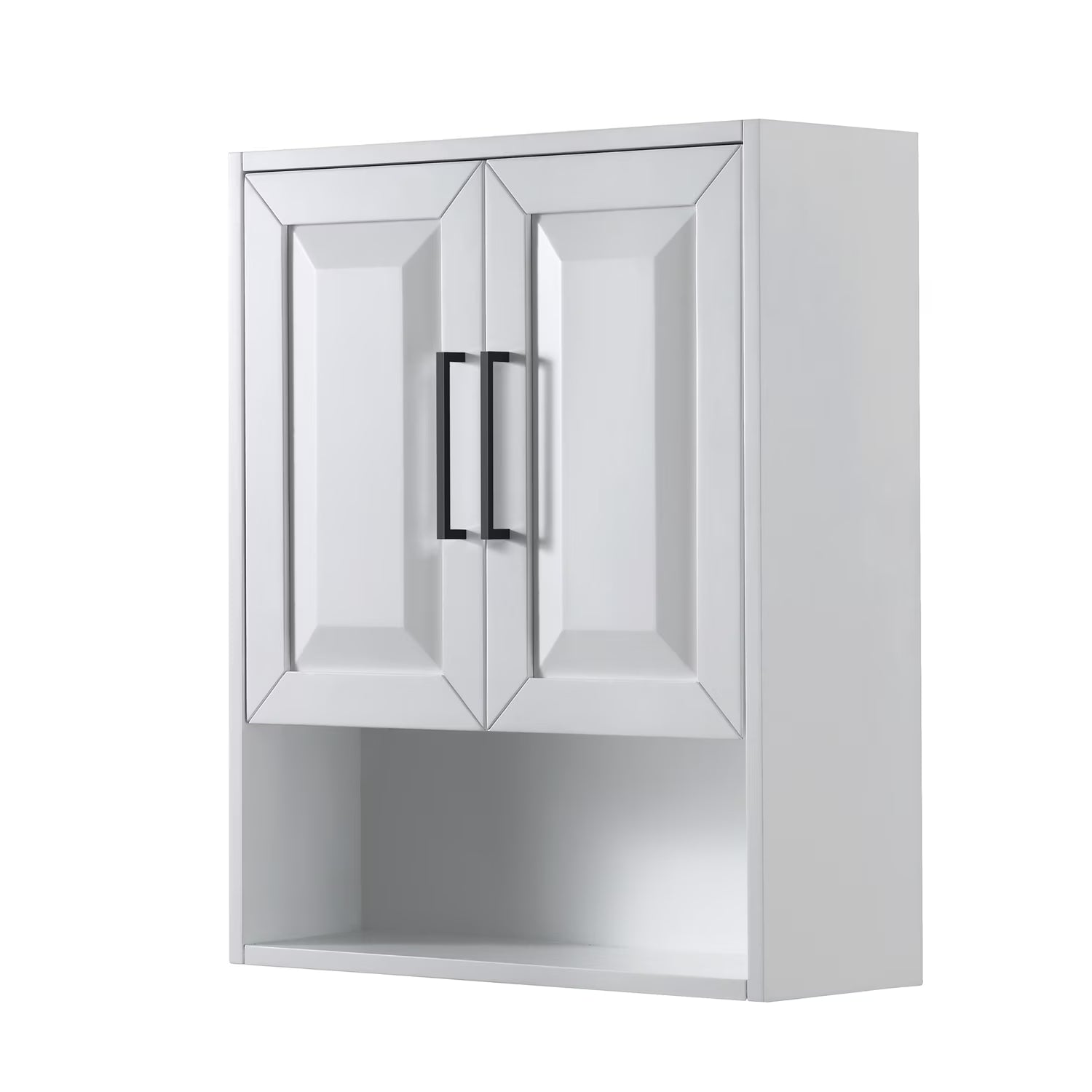 Wyndham Collection Daria Over-the-Toilet Bathroom Wall-Mounted Storage Cabinet in Dark Espresso with Matte Black Trim