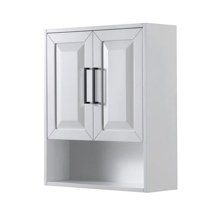 Wyndham Collection Daria Over-the-Toilet Bathroom Wall-Mounted Storage Cabinet in Dark Espresso with Matte Black Trim