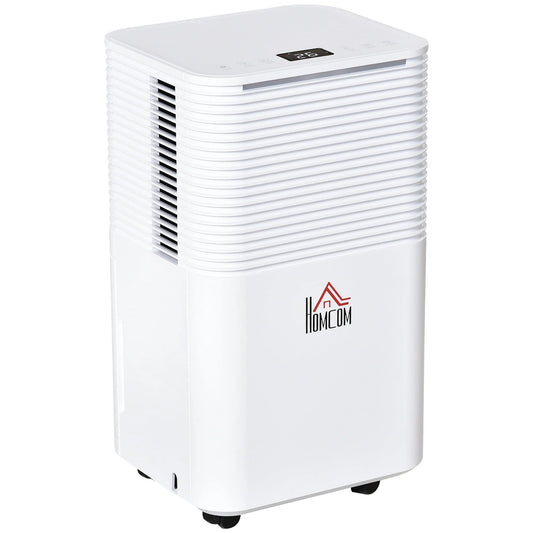 HOMCOM 1500 Sq. Ft Portable Electric Dehumidifiers with 3 Color Lights, LED Display, Quiet Dehumidifier for Basements, Bedroom, Bathroom, Closet, RV, 25pt/Day, White