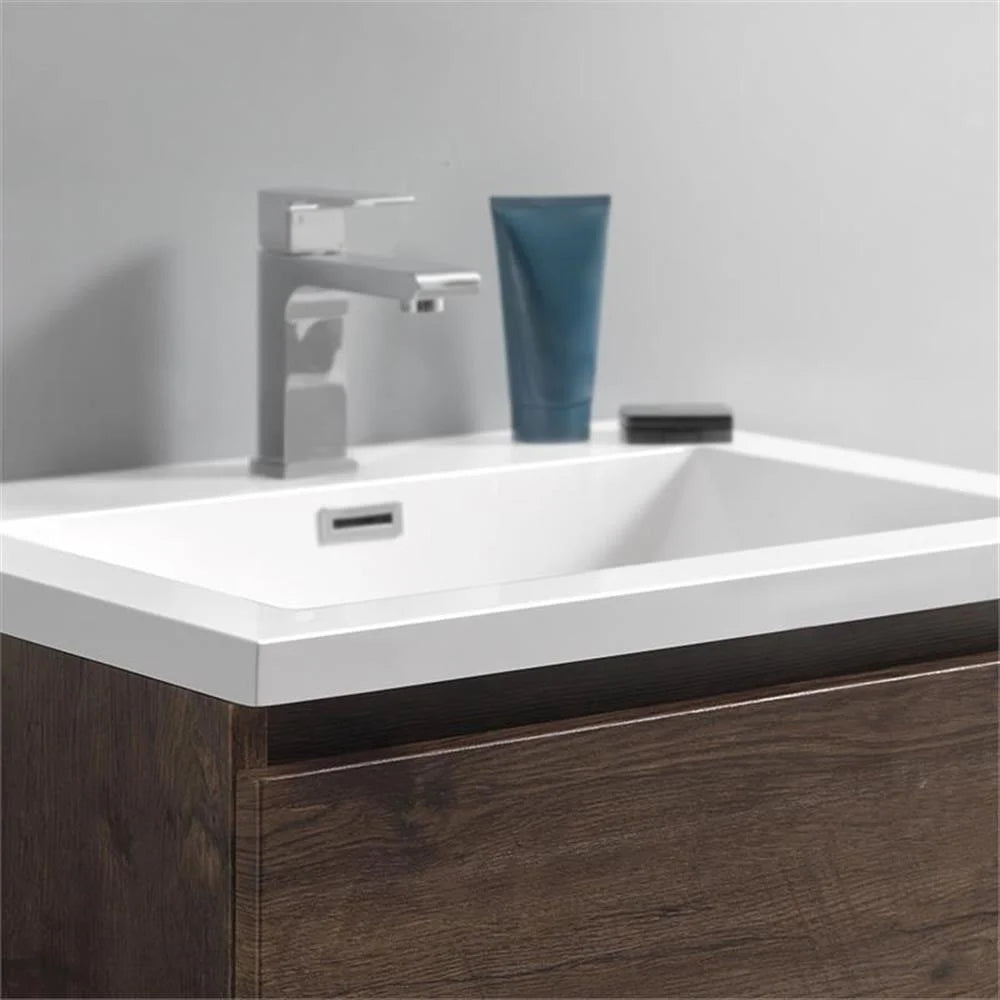 Fresca Lazzaro 24" Rosewood Free Standing Modern Bathroom Cabinet w/ Integrated Sink