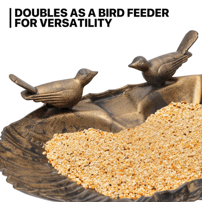 MoNiBloom Outdoor Pedestal Bird Bath with Solar Pumb, for Garden Patio Backyard Décor, Bronze