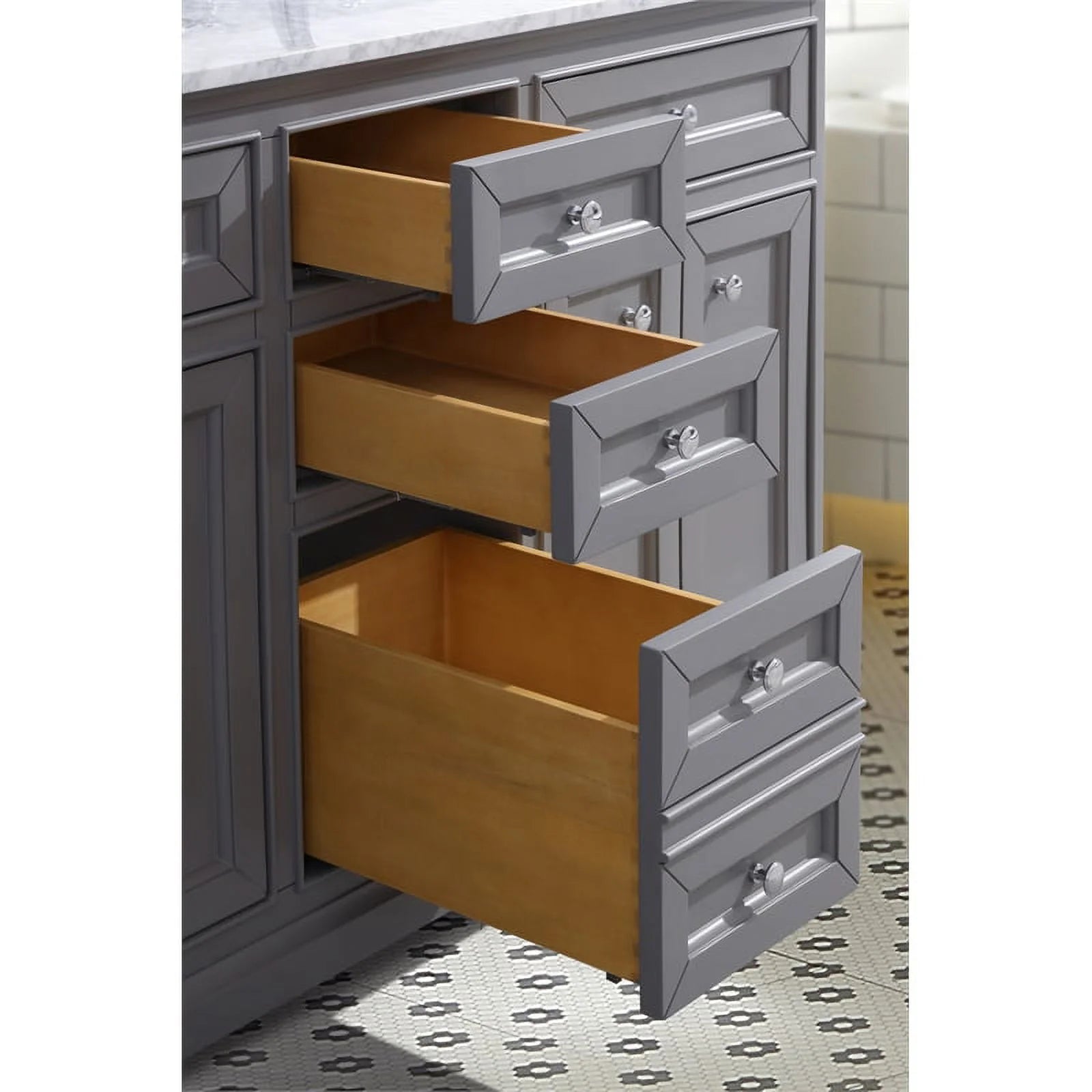 Ari Kitchen & Bath South Bay 55" Solid Wood Bathroom Vanity in Gray