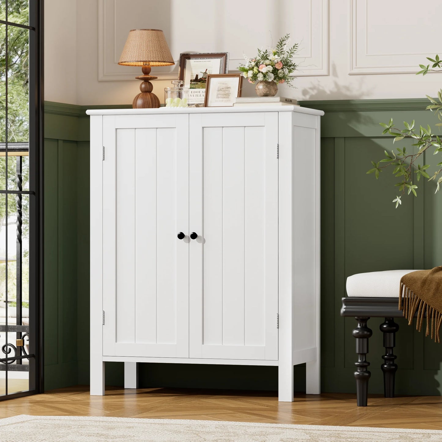 Homfa Bathroom Cabinets Freestanding, Bathroom Storage Floor Cabinet, White Storage Cabinets with Doors and Shelves