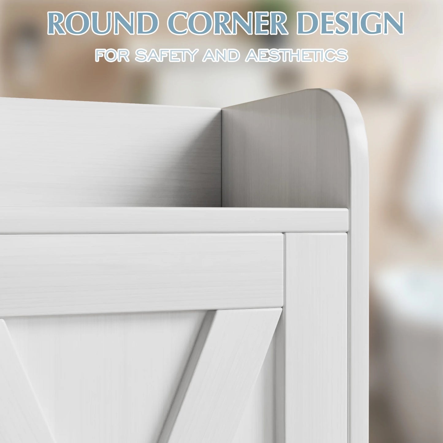 Lacoo Over The Toilet Storage Cabinet with Barn Doors, Farmhouse Style Space Saver for Over Toilet Storage with Toilet Paper Holder, for Bathroom, Restroom, White
