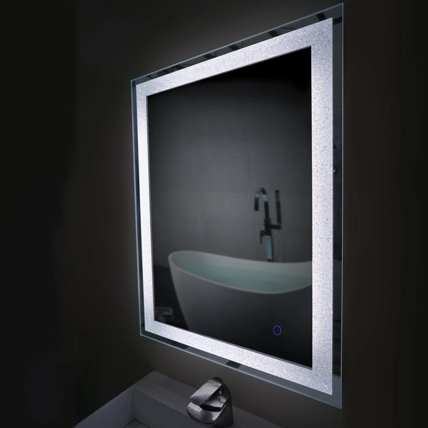 Dyconn Faucet Edison Crystal Horizontal/Vertical Wall Mounted Backlit LED Bathroom Vanity Mirror with Touch ON/OFF/Dimmer & Anti-Fog Function (30"W X 36"H)