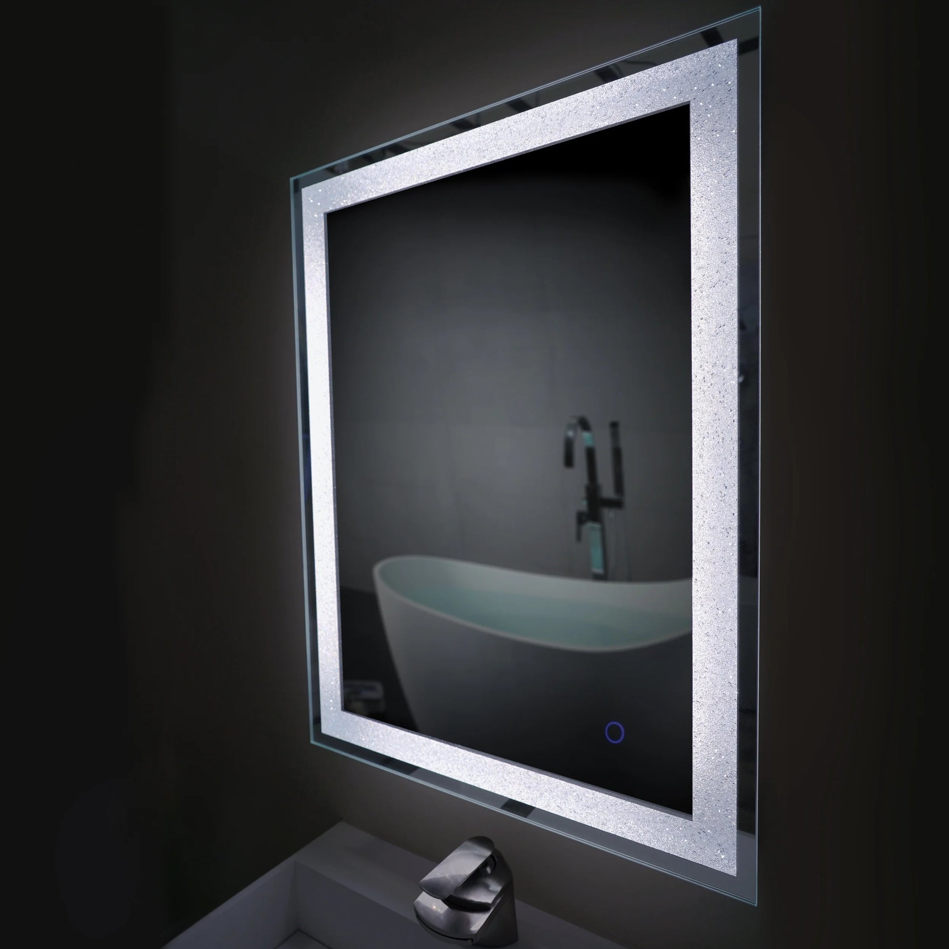 Dyconn Faucet Edison Crystal Horizontal/Vertical Wall Mounted Backlit LED Bathroom Vanity Mirror with Touch ON/OFF/Dimmer & Anti-Fog Function (30"W X 36"H)