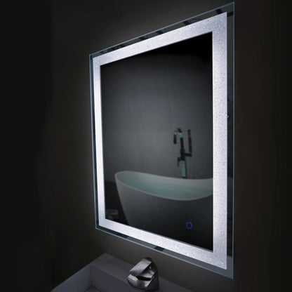 Dyconn Faucet Edison Crystal Horizontal/Vertical Wall Mounted Backlit LED Bathroom Vanity Mirror with Touch ON/OFF/Dimmer & Anti-Fog Function (30"W X 36"H)