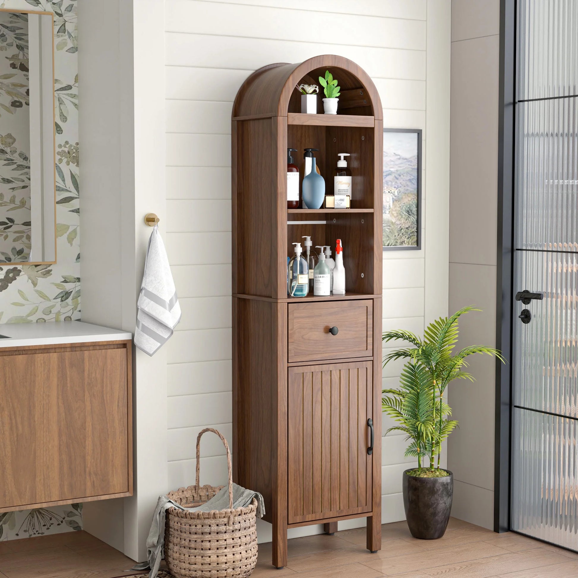 Furtivusia Bathroom Storage Cabinet Narrow Tall Cabinet Storage Tower with Door and Drawer