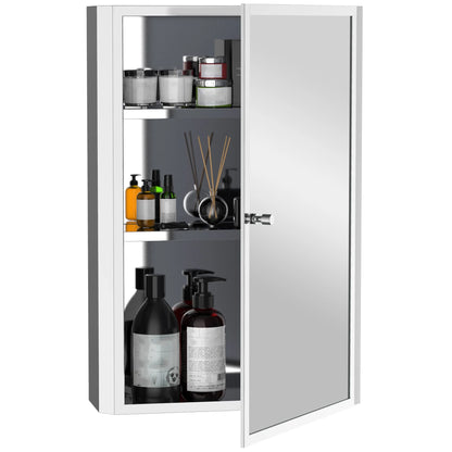 Bathroom Mirrored Cabinet, Vertical 16" x 24" Stainless Steel Frame Medicine Cabinet, Wall-Mounted Storage Organizer with Single Door​