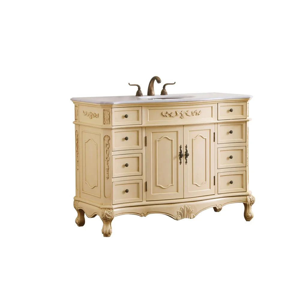 Elegant Decor Danville 48" Single Marble Top Bathroom Vanity in Light Beige