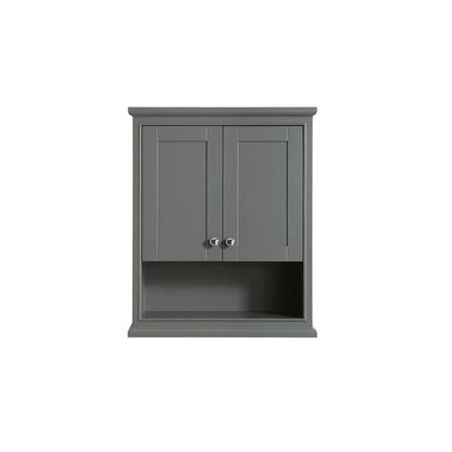 Wyndham Collection Deborah Over-the-Toilet Bathroom Wall-Mounted Storage Cabinet in Dark Gray with Matte Black Trim