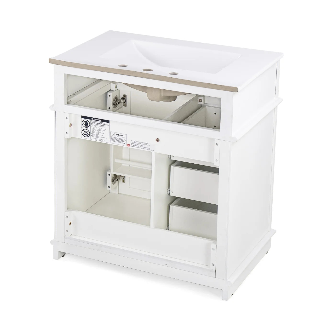 30 Inch Bathroom Vanity with Sink Combo, Solid Wood Frame Bathroom Vanities with 3 Drawers and 1 Tip-out Drawer & Soft Closing Doors, Modern Bathroom Sink Cabinet with Undermount Sink (White)