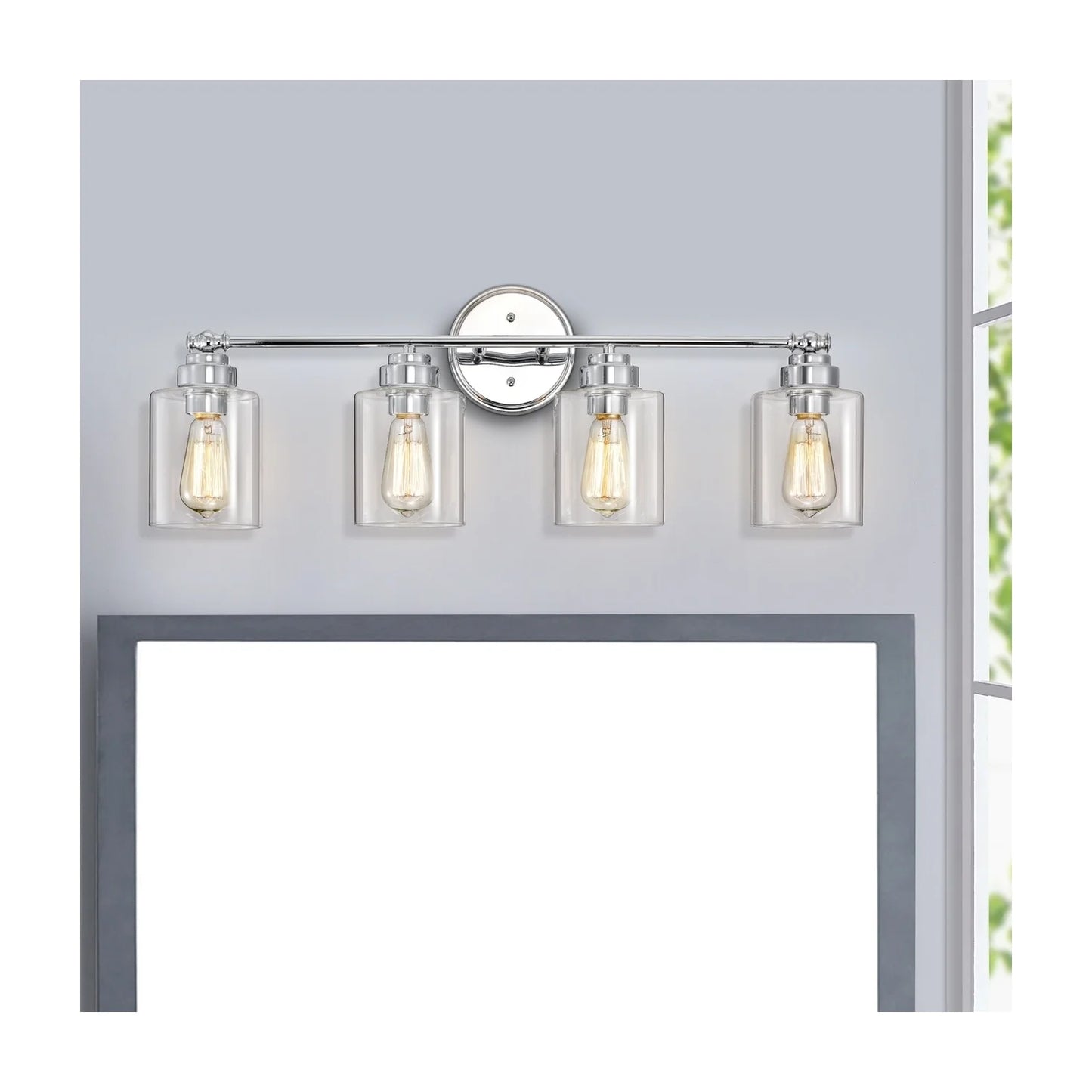 CHLOE Karson Transitional 4 Light Chrome Bath Vanity Fixture 30" Wide
