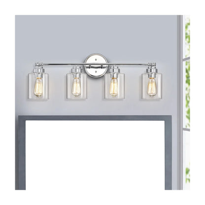 CHLOE Karson Transitional 4 Light Chrome Bath Vanity Fixture 30" Wide