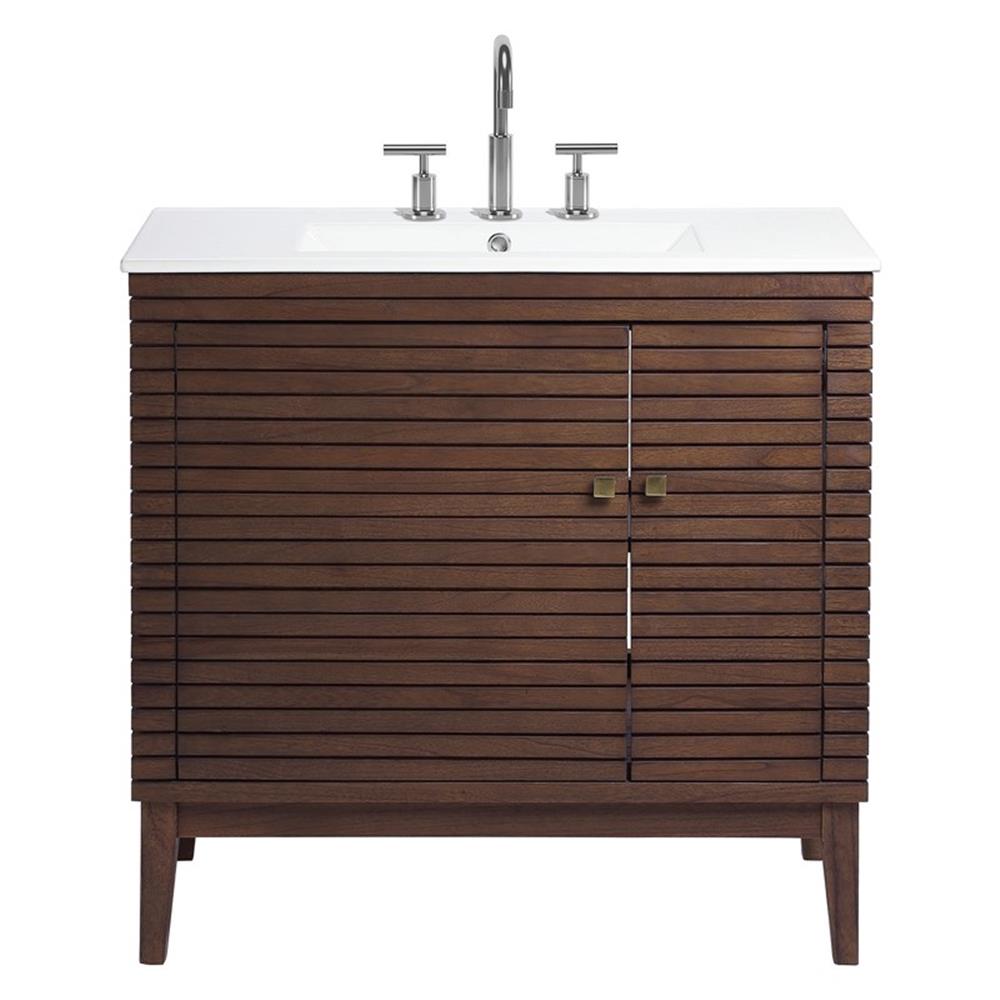 Modway Ledger 36" Bathroom Vanity in Walnut White