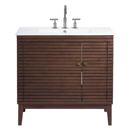 Modway Ledger 36" Bathroom Vanity in Walnut White