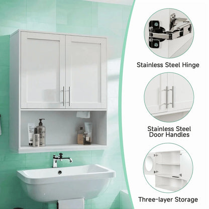 EBQOSK Wall Mounted Bathroom Cabinet, 31.5"D x 11.81"W x 37.8"H Vanity Mirror Cabinet with Facial Tissues Slot and Multifunctional Storage Area, Storage Cabinets for Laundry Bathroom White Style 2