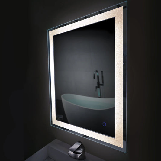 Dyconn Faucet Edison Crystal Horizontal/Vertical Wall Mounted Backlit LED Bathroom Vanity Mirror with Touch ON/OFF/Dimmer & Anti-Fog Function (30"W X 36"H)