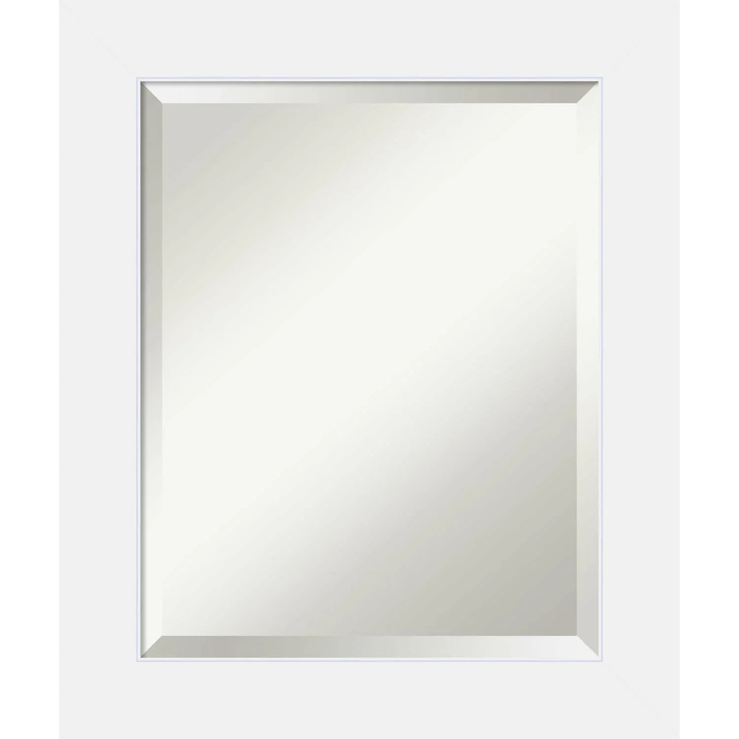 Amanti Art Beveled Wood Bathroom Wall Mirror - Corvino White Frame Outer Size: 21 x 25 in