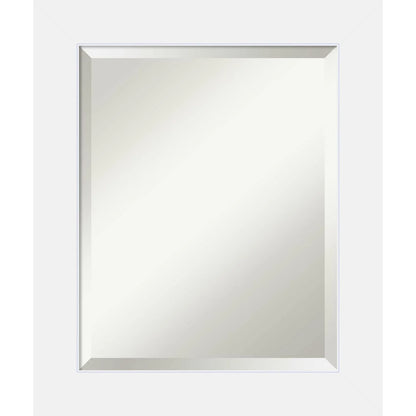 Amanti Art Beveled Wood Bathroom Wall Mirror - Corvino White Frame Outer Size: 21 x 25 in