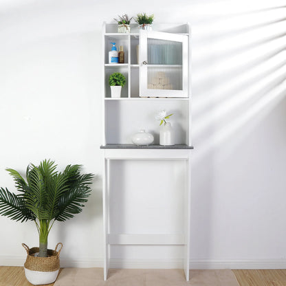 ZenSports Over The Toilet Storage Cabinet Organizer Bathroom Space Saver W/ Adjustable Shelves, White