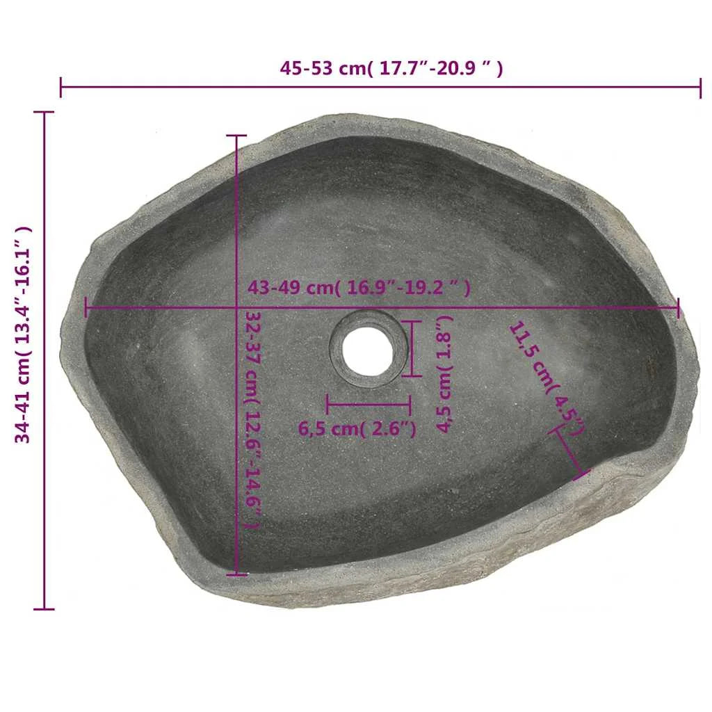 vidaXL Bathroom Basin, Vessel Sink, Easy Assembly, (17.7"-20.9")x(13.4"-16.1")x4.5" River Stone