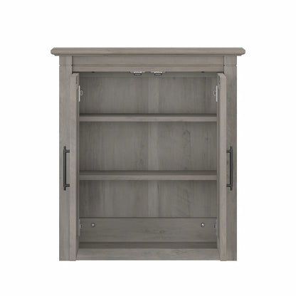 Bush Furniture Key West Bathroom Wall Cabinet with Doors in Driftwood Gray