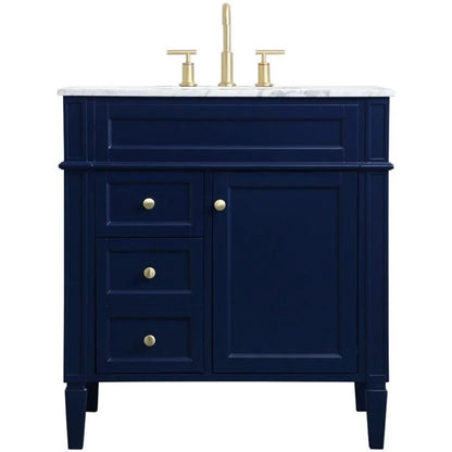 32 inch single bathroom vanity in blue