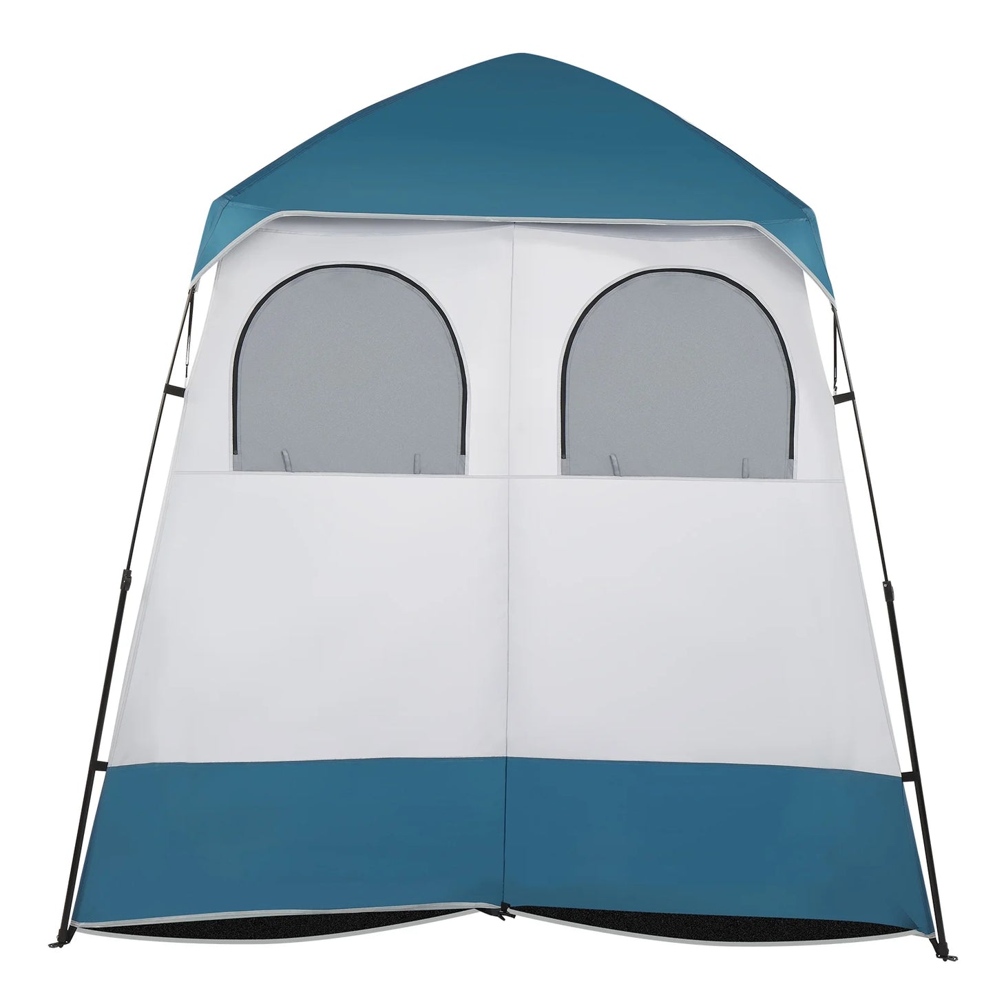 Xilee Shower Tent Camping,2-Room Portable Changing Room, Outdoor Shower Enclosure, Pop Up Privacy Tent Shelter with Floor & Doors, Waterproof & Lightweight, Camping Toilet Bathroom Blue/White