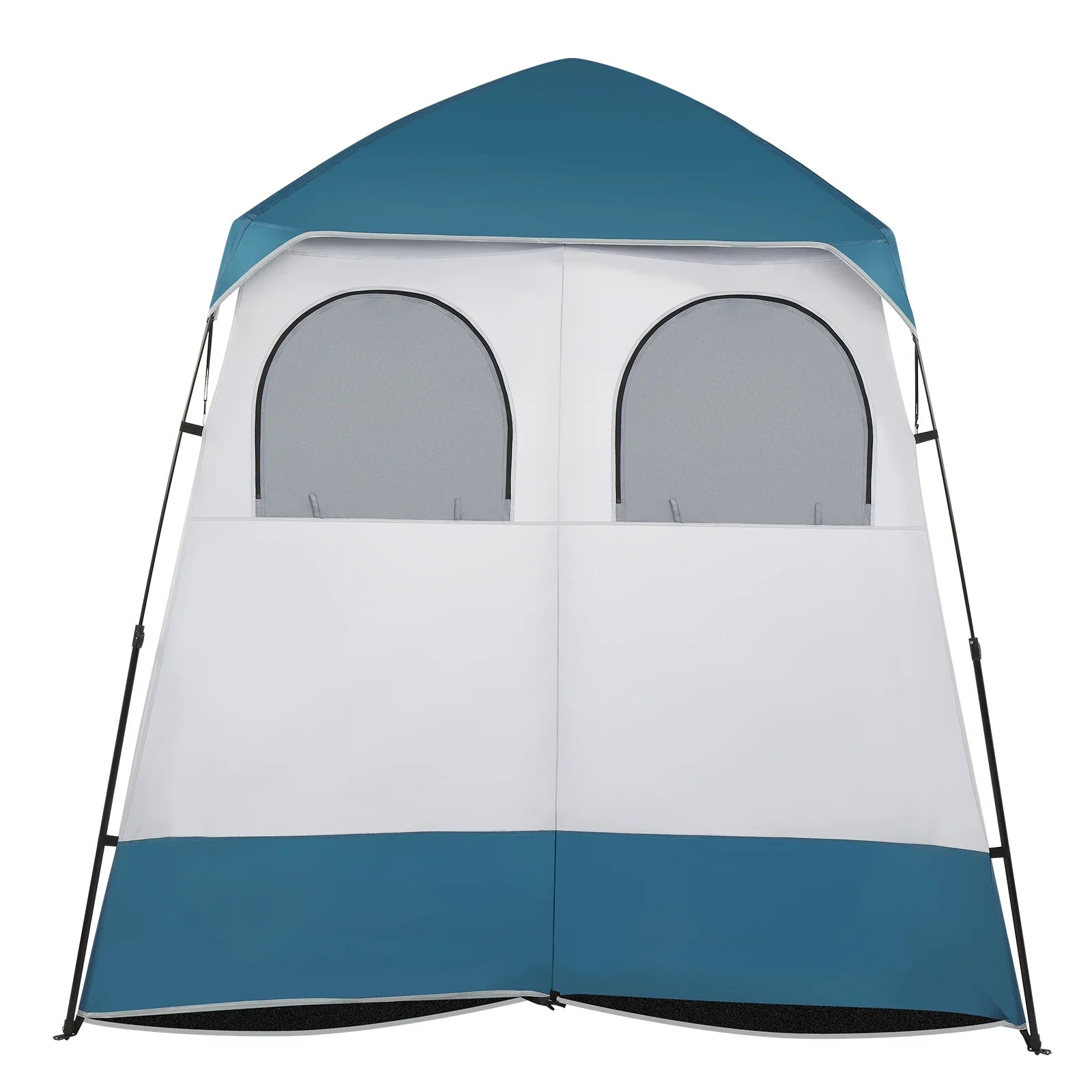 Xilee Shower Tent Camping,2-Room Portable Changing Room, Outdoor Shower Enclosure, Pop Up Privacy Tent Shelter with Floor & Doors, Waterproof & Lightweight, Camping Toilet Bathroom Blue/White
