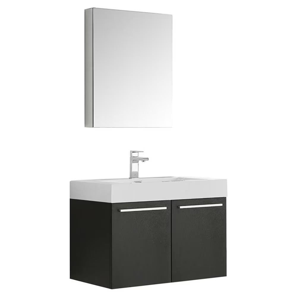 Vista 30"Black Wall Hung Bathroom Vanity & Medicine Cabinet