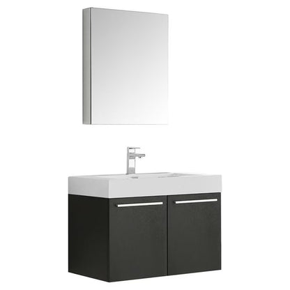 Vista 30"Black Wall Hung Bathroom Vanity & Medicine Cabinet