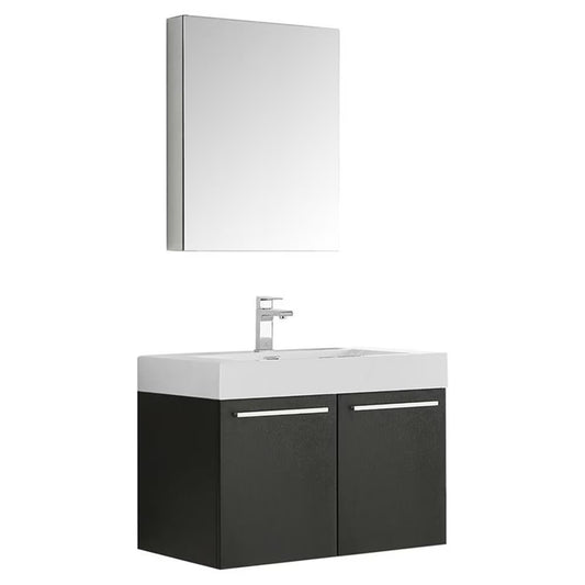 Vista 30"Black Wall Hung Bathroom Vanity & Medicine Cabinet