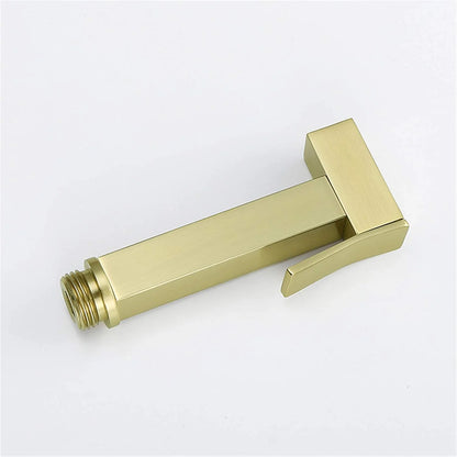 Bidet Faucet Set, Brushed Gold Full Copper High Pressure Toilet Gun, Bathroom Wall Mounted Hot and Cold Water Mixer Bidet Sprayer Shattaf