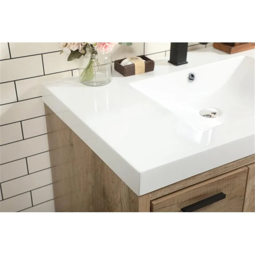 36 inch single bathroom vanity in natural oak