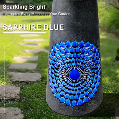 EFISPSS Ceramic Outdoor Bird Bath with Diamond and Blue Decor
