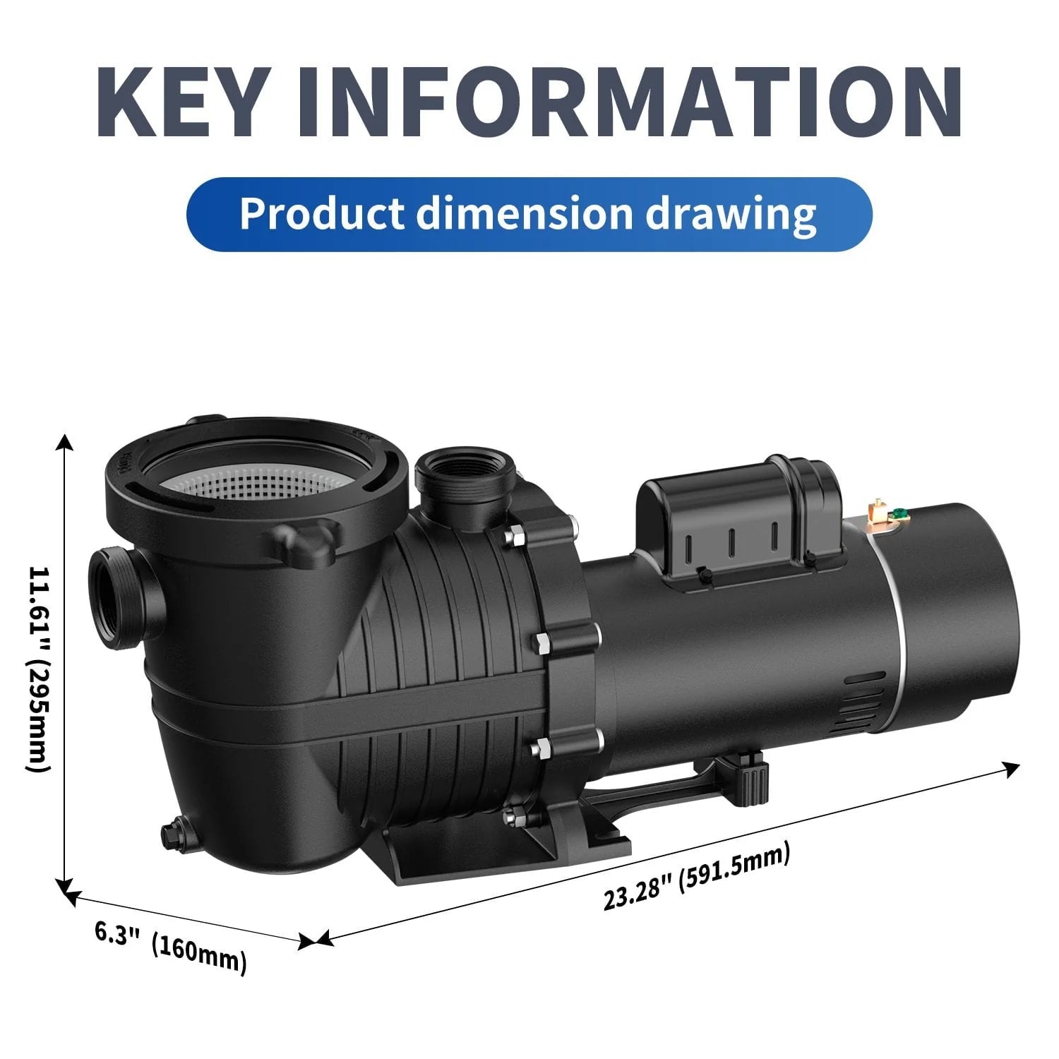 1.5 HP In/Above Ground Swimming Pool Pump, 1150W 4500GPH 115V/230V Dual Voltage Self-Priming Filter Pumps for Pools Spa Bathtub