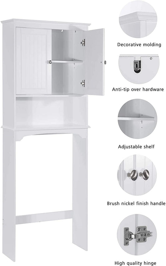 Spirich Home Bathroom Shelf Over-The-Toilet, Bathroom SpaceSaver, Bathroom Storage Cabinet Organizer, White