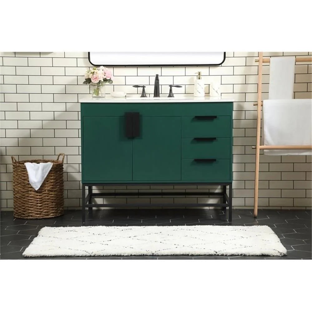 Elegant Kitchen and Bath 42 Inch Single Bathroom Vanity In Green