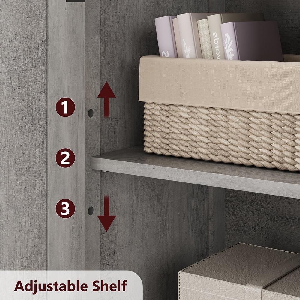 WhizMax Storage Cabinet with Glass Doors and Adjustable Shelves, Bathroom Cabinet, Freestanding Kitchen Pantry Cabinet for Living Room, Dining Room,White