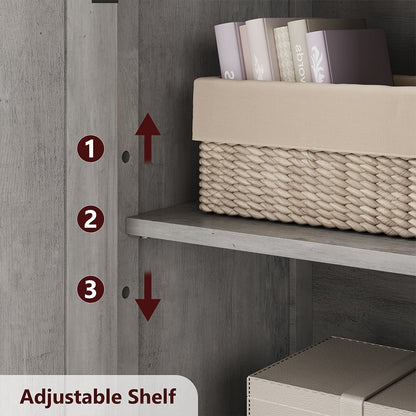 WhizMax Storage Cabinet with Glass Doors and Adjustable Shelves, Bathroom Cabinet, Freestanding Kitchen Pantry Cabinet for Living Room, Dining Room,White
