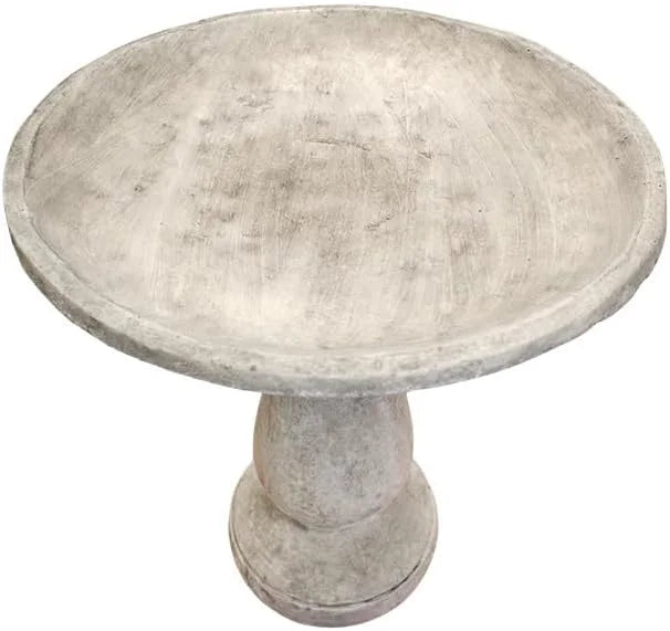 Solid Rock Stoneworks Oval 2 Piece Birdbath - 24" Tall - Pre-Aged