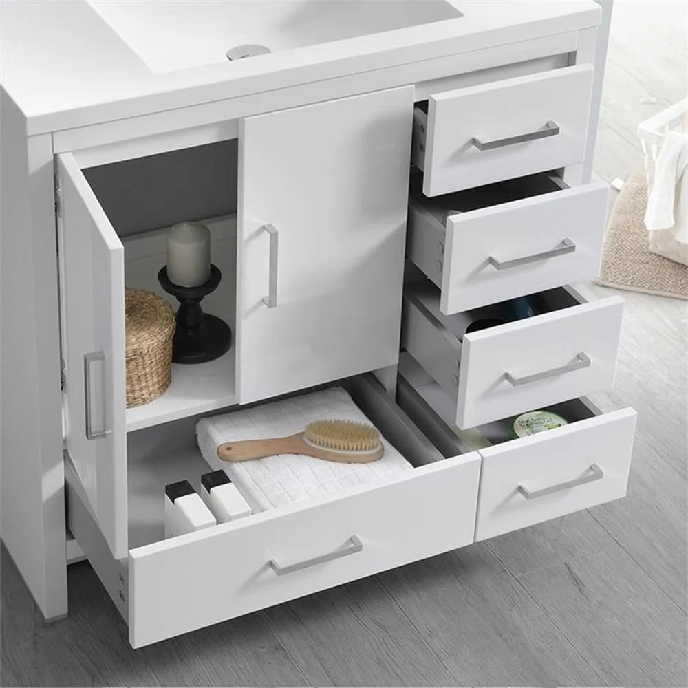 Fresca Imperia 36" Free Standing Wood Bathroom Vanity - Right in Glossy White