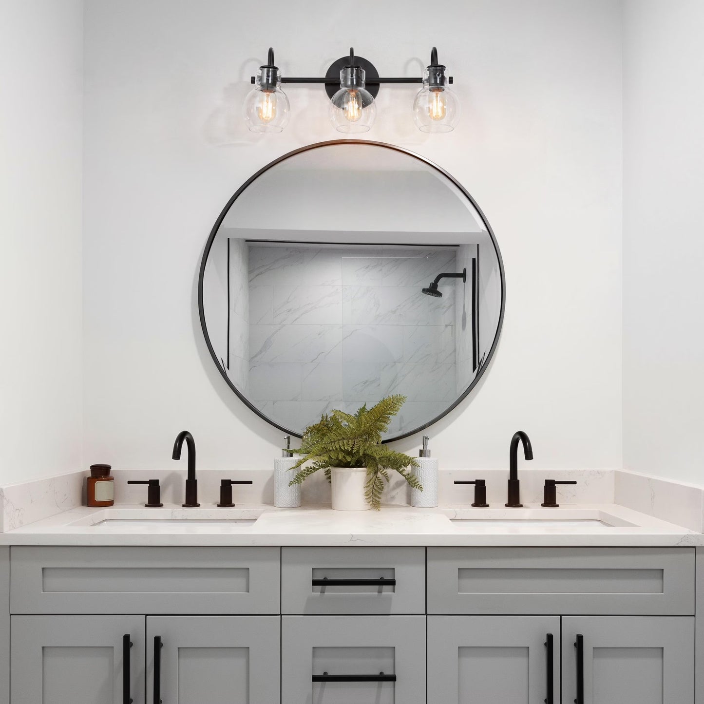 Carson Carrington Modern Gold 3-Light Bathroom Vanity Light Glass Wall Sconce 3-Light, Black 3-Light/ L22"xW7"xH9" Black 13 to 24 Inches 4 to 8 Inches