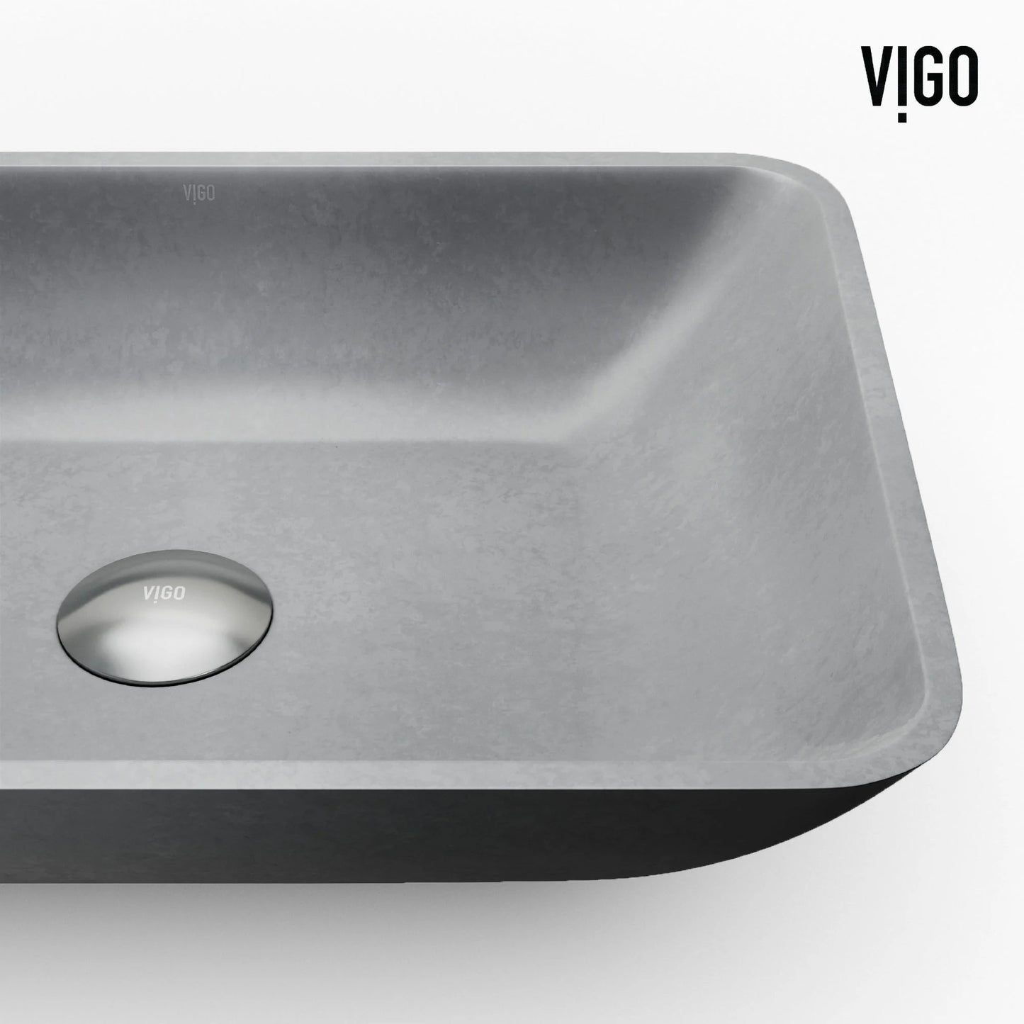 VIGO Duomo Gothic Gray Concreto Stone 18 in. L x 13 in. W x 4 in. H Rectangular Vessel Bathroom Sink