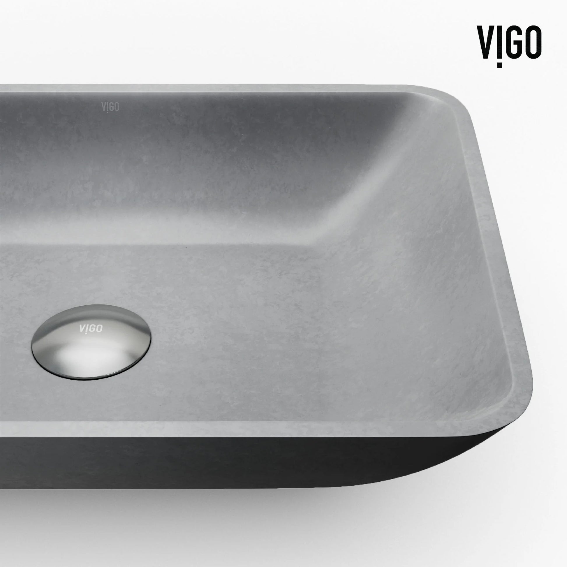 VIGO Duomo Gothic Gray Concreto Stone 18 in. L x 13 in. W x 4 in. H Rectangular Vessel Bathroom Sink