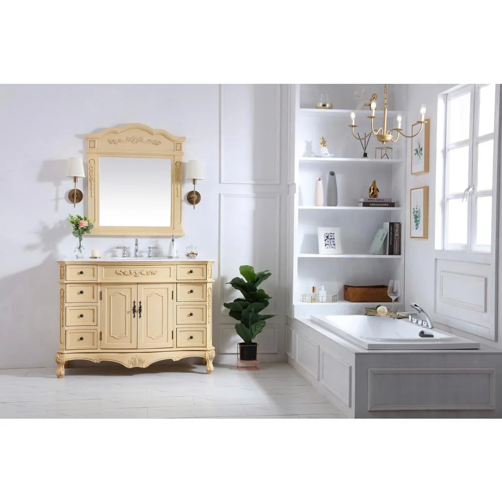 Elegant Decor Danville 48" Single Marble Top Bathroom Vanity in Light Beige